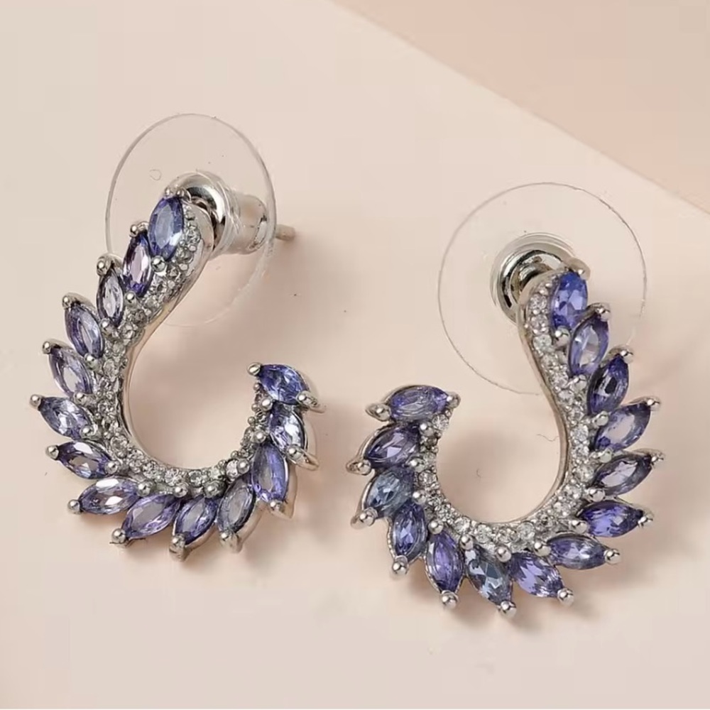 Tanzanite and White Zircon Earrings